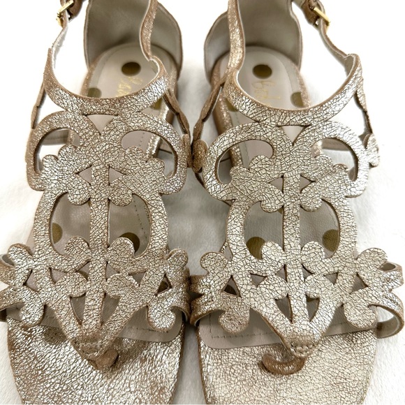 Boden Gold Metallic Leather Filigree Flat Thong Sandals Size 37/ US 6 - Picture 15 of 16